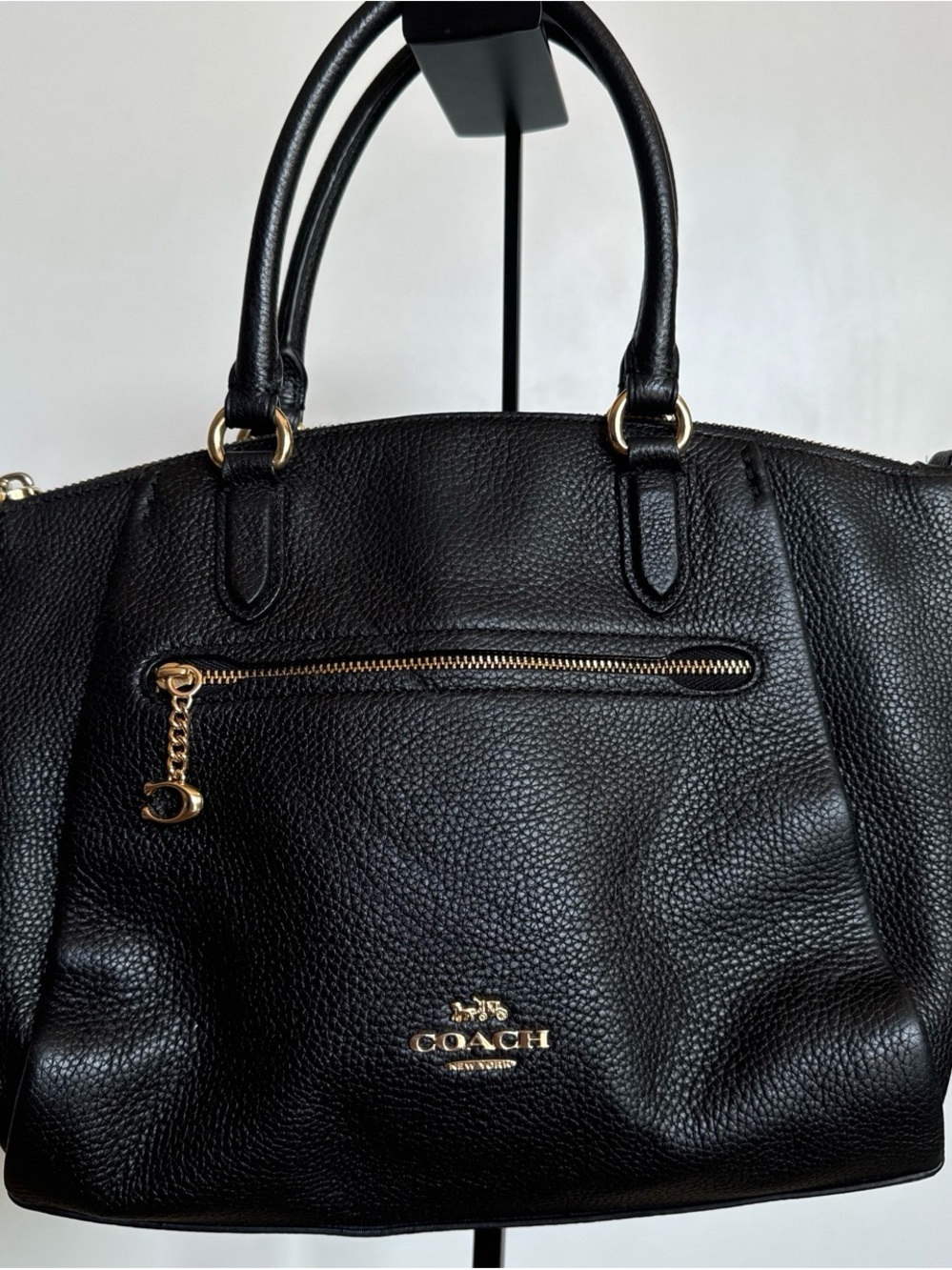 Coach Black Pebbled Leather Satchel with Gold Hardware